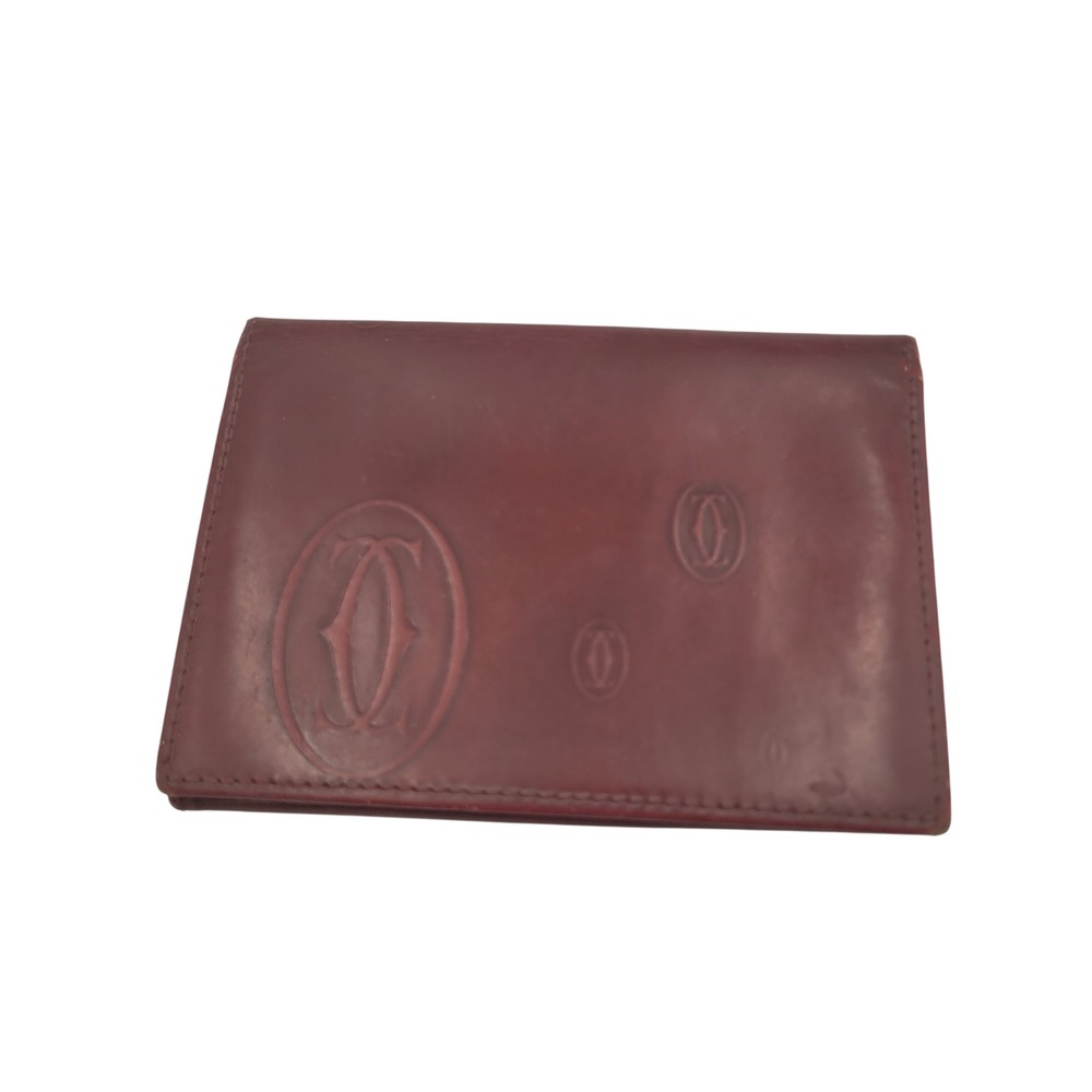Cartier Happy Birthday Burgundy Patent Leather Card Holder Wallet Made in France